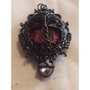 Elegant Vintage Ruby Red And Black Pendant 1970's Style